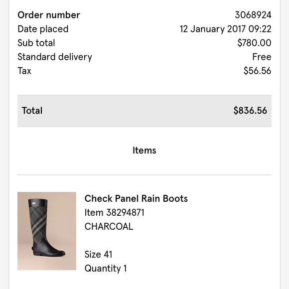 Burberry Check Panel Rain Boots Charcoal - Picture 11 of 12